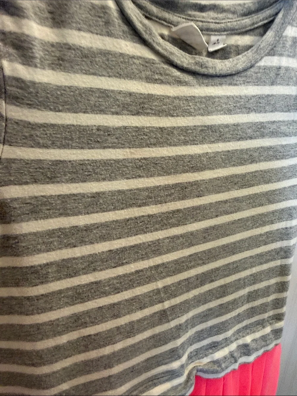 GAP Grey Striped Top with Bright Pink Tulle Skirt